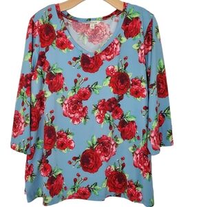 The Pioneer Woman Pullover Casual Top Shirt size XLNavy Floral & Desert Rose